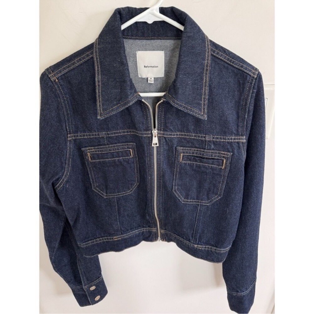 Reformation Fiona Cropped Denim Jacket And Mia Bootcut Jeans Set M - Picture 5 of 13